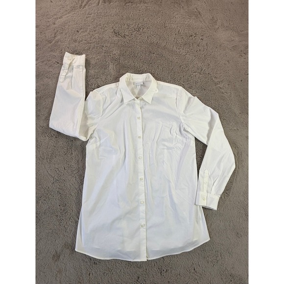 J. Jill White Shirt Collection Button Down Top Blouse Size M Tall Career School - Picture 1 of 6